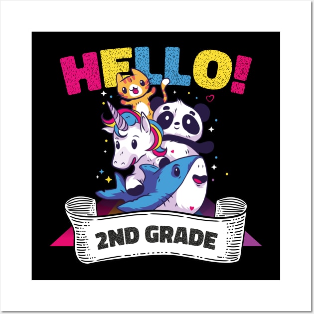 Hello Second 2nd Grade Teacher First Day Of School Wall Art by artdise